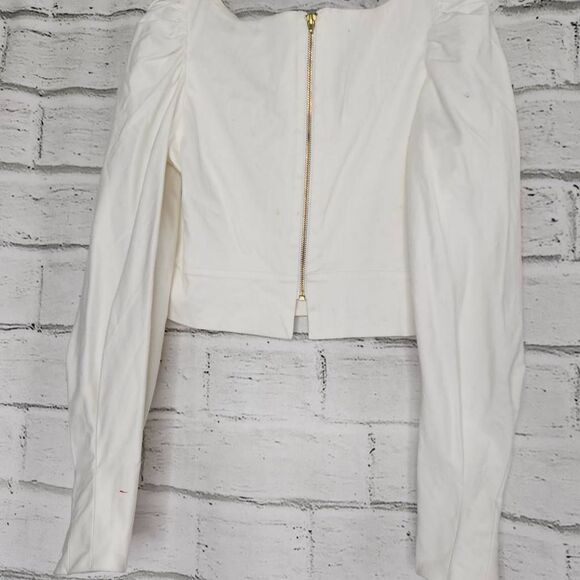 Silvia Tcherassi Cotton Blend Cropped Puff Sleeve Victoria Top White Size Large - Picture 7 of 12